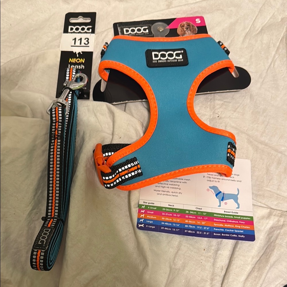 DOOG Neon Orange and Blue Dog Harness